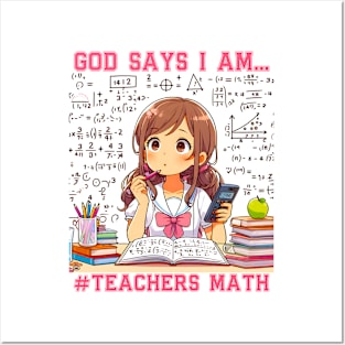 God says I am a TEACHER Math  Design | Women’s, Kids Posters and Art